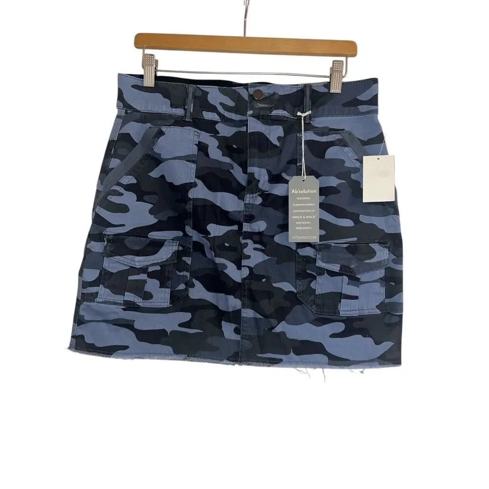 ✨Wit & Wisdom Blue Vintage Indigo Camo Sz 10 Mini Skirt✨